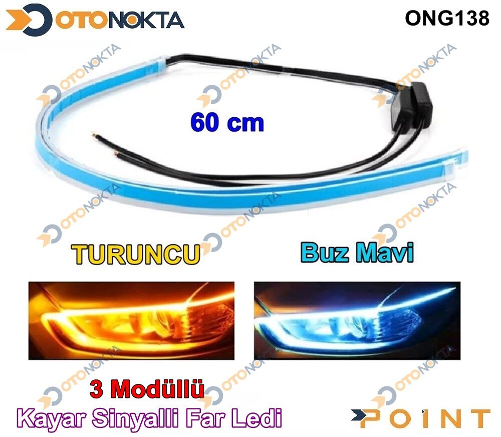 KAYAR FAR LEDİ SELAMLI MAVİ TURUNCU 60CM POİNT