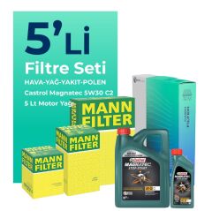 MANN Opel Vectra 1.9 Dizel Filtre Bakım Seti Castrol Motor Yağlı (2005-2009) 5 Li