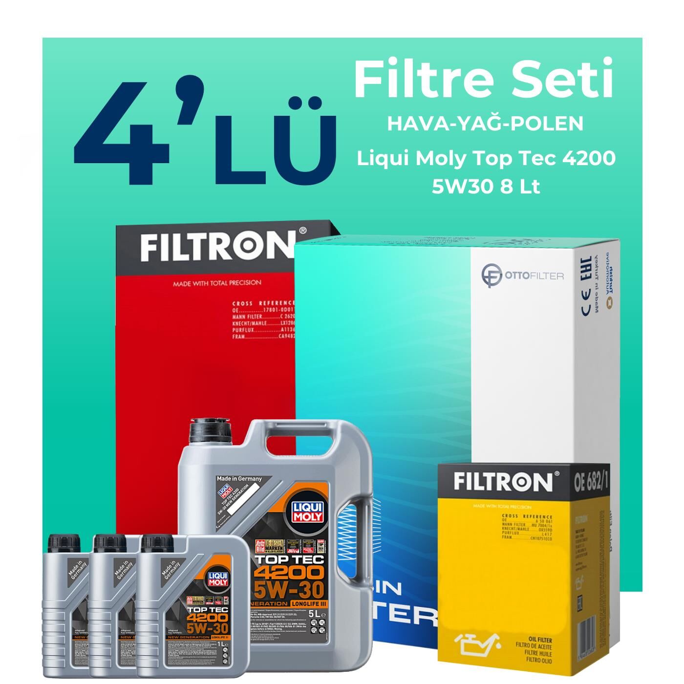 Filtron Mercedes GL320 Dizel Filtre Bakım Seti Liqui Moly Motor Yağlı (2006-2010) 4 Lü