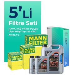MANN Ford Connect 1.5 Dizel Filtre Bakım Seti Liqui Moly Motor Yağlı (2013-2019) 5 Li
