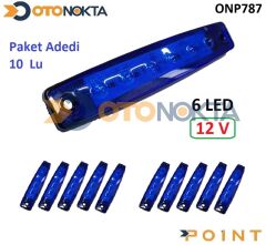 DORSE PARMAK LAMBA 12V 6 LEDLİ MAVİ