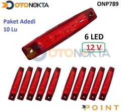 DORSE PARMAK LAMBA 12V 6 LEDLİ KIRMIZI