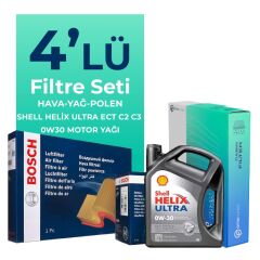 Bosch Mercedes B180 Benzin Filtre Bakım Seti Shell Motor Yağlı (2019-2022) 4 Lü