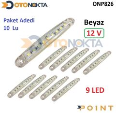 DORSE PARMAK LAMBA 12V 9 LEDLİ İNCE BEYAZ