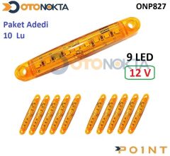 DORSE PARMAK LAMBA 12V 9 LEDLİ İNCE SARI