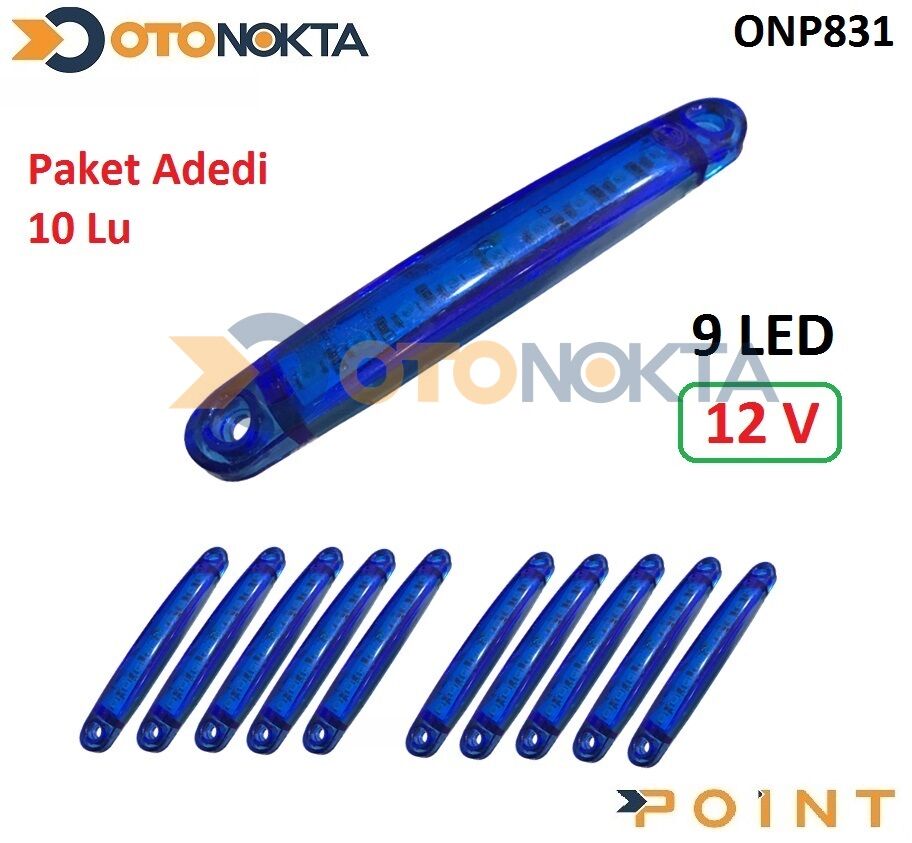DORSE PARMAK LAMBA 12V 9 LEDLİ İNCE MAVİ