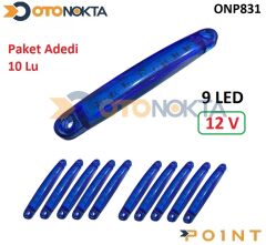 DORSE PARMAK LAMBA 12V 9 LEDLİ İNCE MAVİ