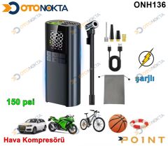 HAVA KOMPRESÖRÜ MİNİ TAŞINABİLİR ŞARJLI 150PSİ POİ