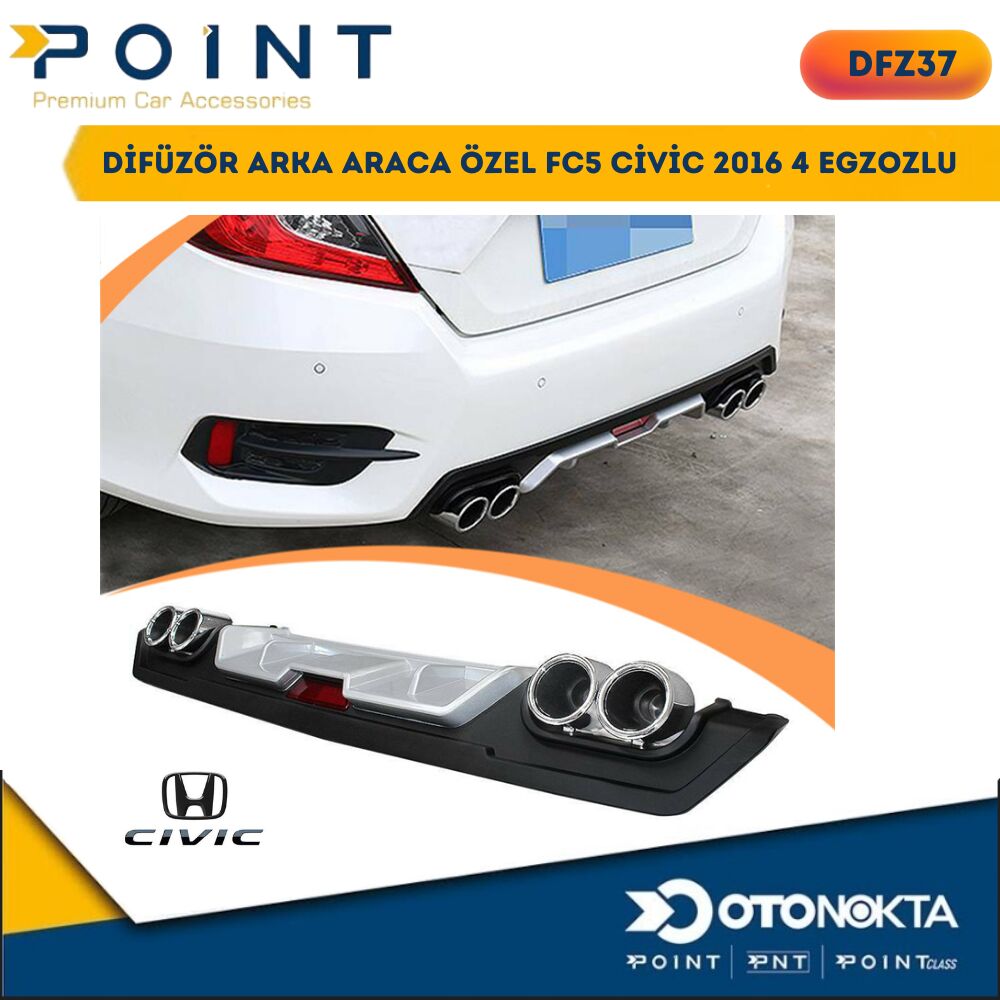 DİFÜZÖR ARKA ARACA ÖZEL FC5 CİVİC 2016 4 EGZOZLU