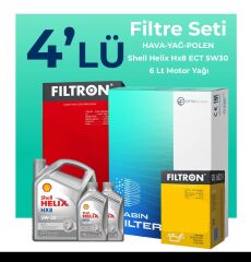 Filtron Audi A7 3.0 Dizel QUATRO 272 HP Filtre Bakım Seti Shell Motor Yağlı (2014-2018) 4 Lü