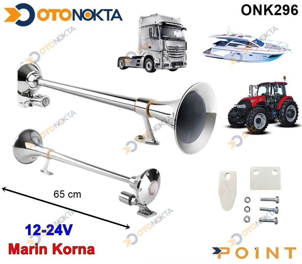 KORNA TIR MARİN 12V€24V KROM UZUN BORU 2427