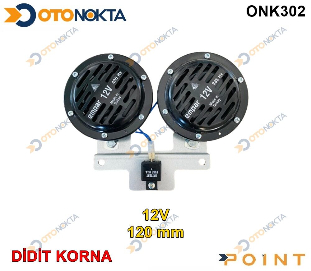 KORNA DİDİT 120MM 12V AYAKLI ROLELİ SİYAH EMP