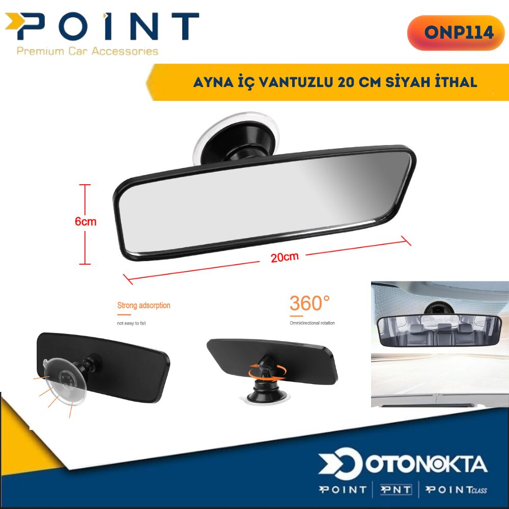 AYNA İÇ VANTUZLU 20 CM SİYAH İTHAL