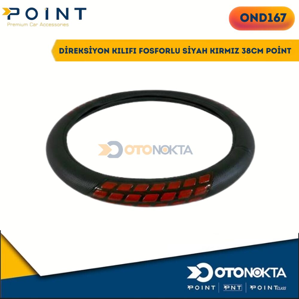 DİREKSİYON KILIFI FOSFORLU SİYAH KIRMIZ 38CM POİNT