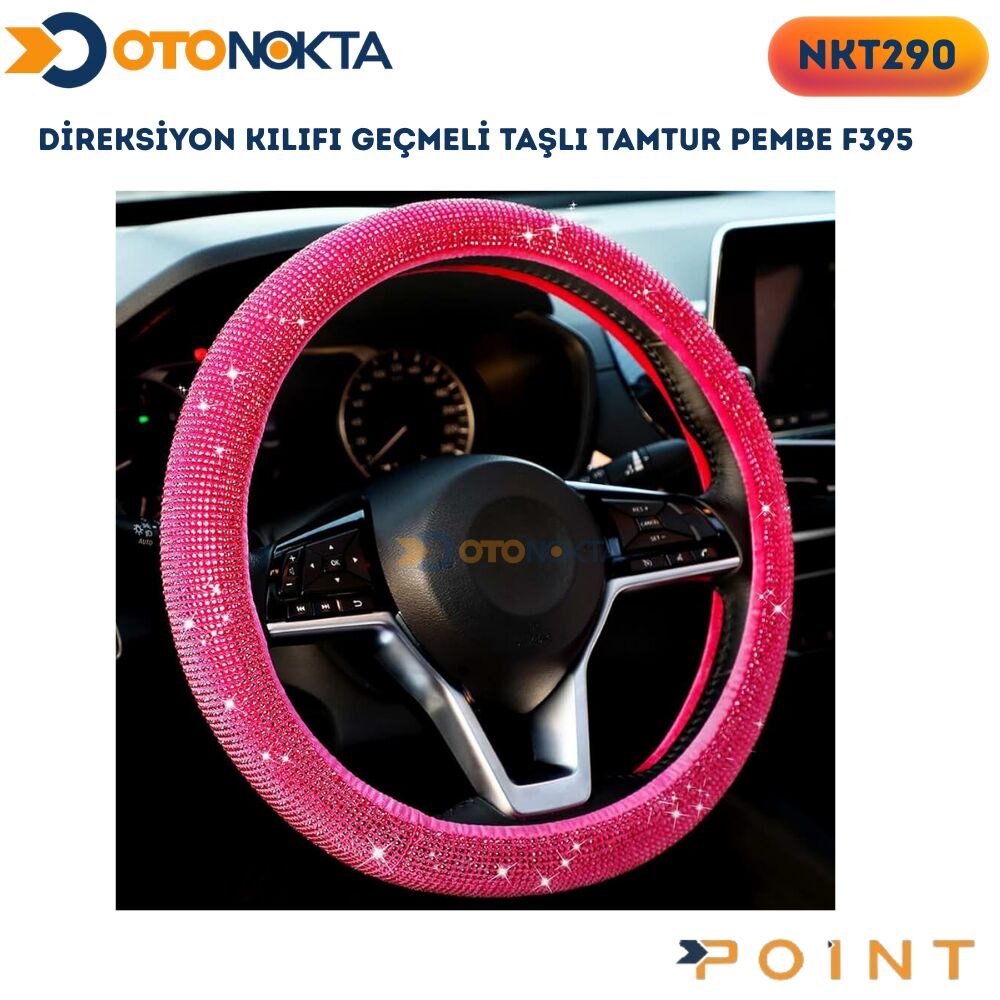 DİREKSİYON KILIFI GEÇMELİ TAŞLI  TAMTUR PEMBE F395