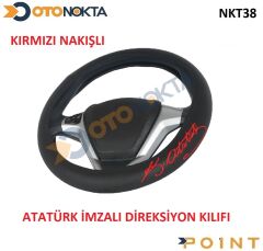 DİREKSİYON KILIFI NAKIŞ  ATATÜRK İMZA KIRMIZI F-32