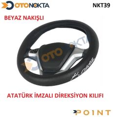 DİREKSİYON KILIFI NAKIŞ  ATATÜRK İMZA BEYAZ F-33