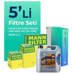 MANN Fiat Linea 1.3 Dizel Filtre Bakım Seti Liqui Moly Motor Yağlı EURO 4 (2007-2017) 5 Li
