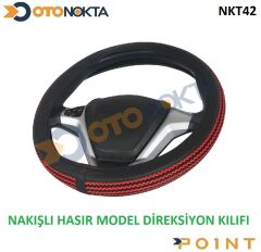DİREKSİYON KILIFI HASIR MODELİ KIRMIZI DESEN F-332
