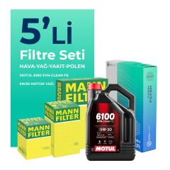 MANN Ford Fusion 1.4 Dizel Filtre Bakım Seti Motul Motor Yağlı (2002-2012) 5 Li