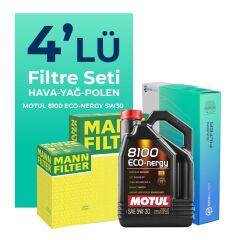 MANN Mitsubishi Lancer 1.6 Filtre Bakım Seti Motul Motor Yağlı (2004-2008) 4 Lü