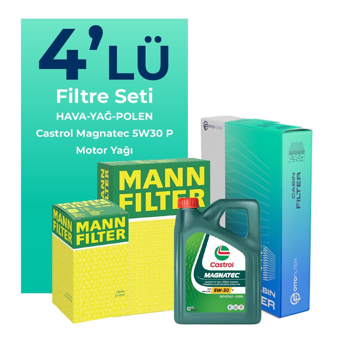 MANN Citroen DS4 1.5 Dizel Filtre Bakım Seti Castrol Motor Yağlı (2022-2024) 4 Lü