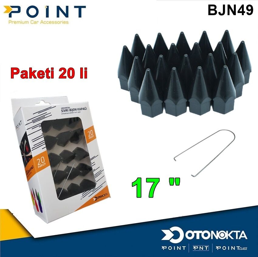 BİJON KAPAK SİVRİ 17 £ SİYAH 20 Lİ