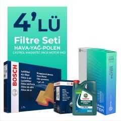 BOSCH Volkswagen Golf 1.0 TSi Filtre Bakım Seti Castrol Motor Yağlı (2017-2019) 4 Lü