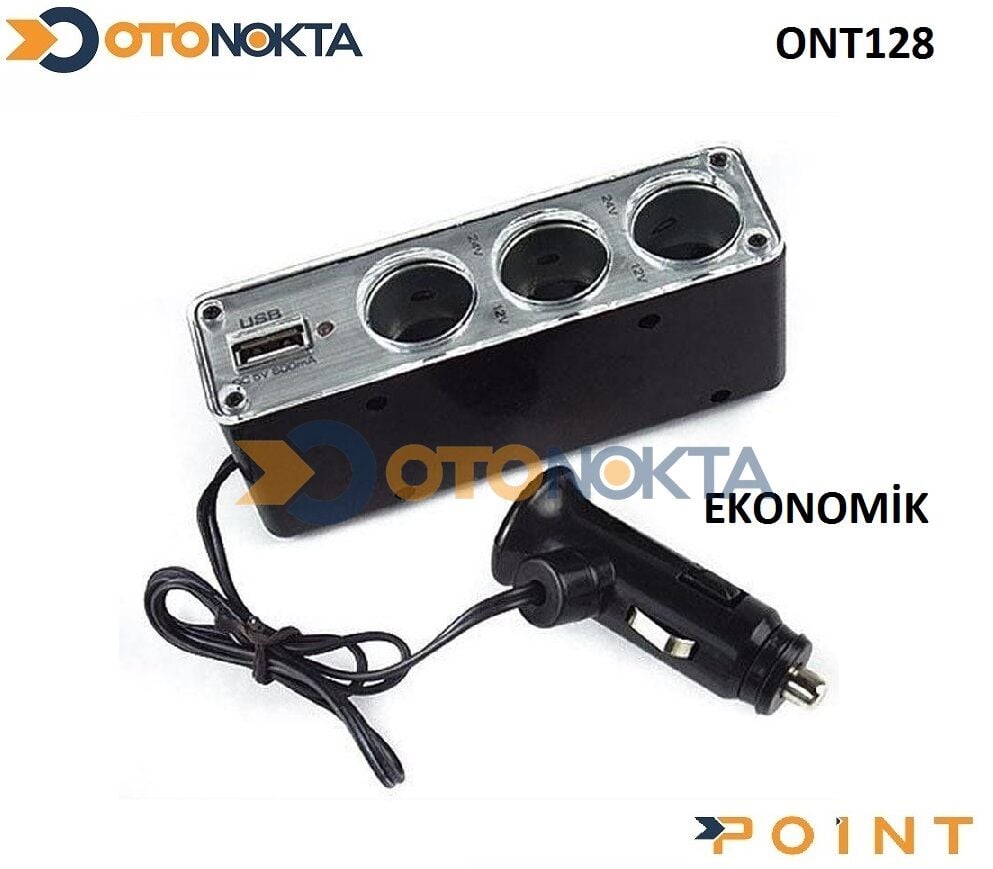 USB ŞARJ ÇAKMAK ÇOĞALTICI ÜÇLÜ  POİNT