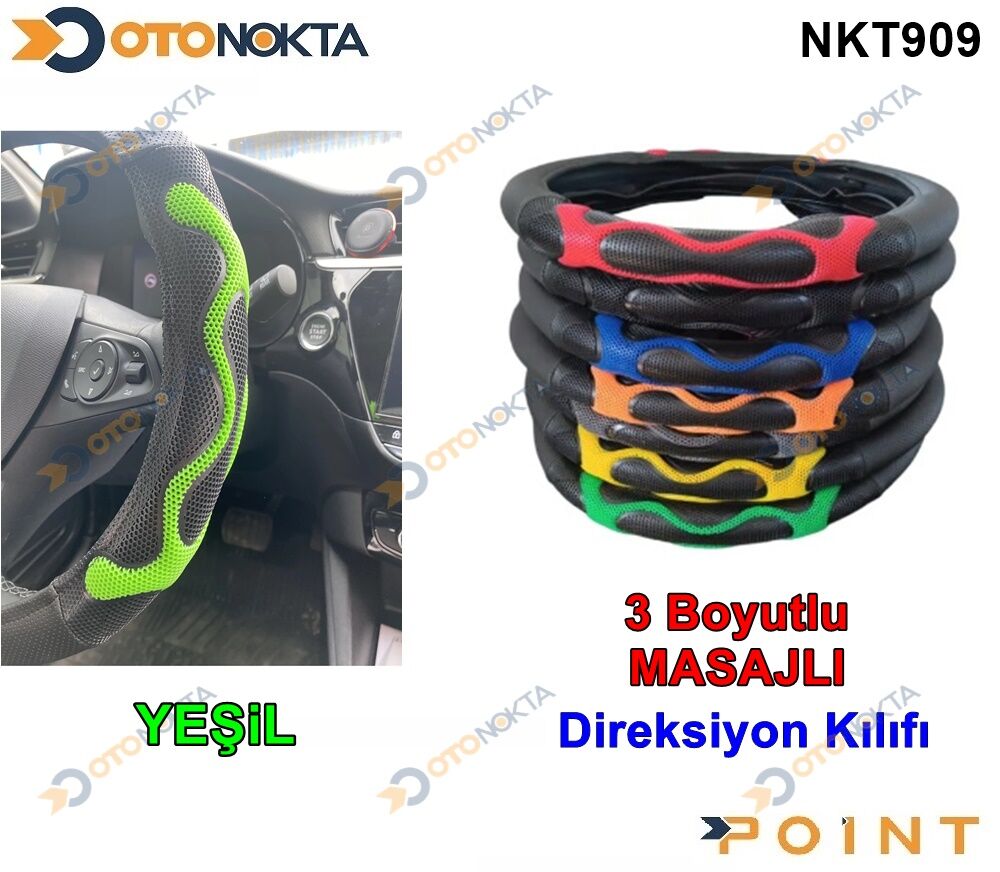 DİREKSİYON KILIFI GEÇMELİ 3 BOYUTLU MASAJLI YEŞİL
