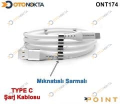 ŞARJ  ARA KABLOSU MIKNATISLI SARMALI TYPEC POİNT