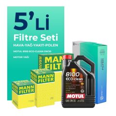 MANN Peugeot Partner 1.6 BlueHDi Dizel Filtre Bakım Seti Motul Motor Yağlı (2015-2018) 5 Li