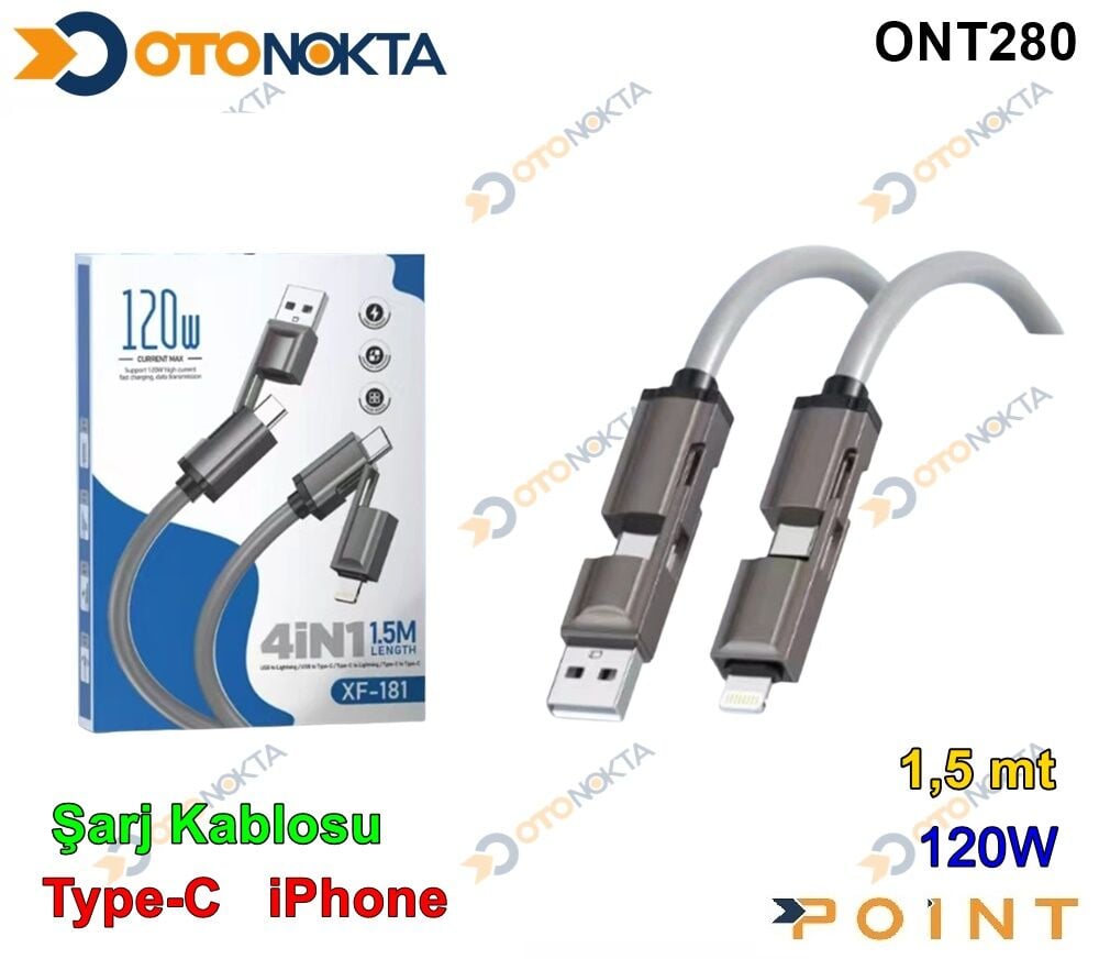 ŞARJ ALETİ KABLO 1,5 MT 120W TYPE-C - İPHONE POİNT