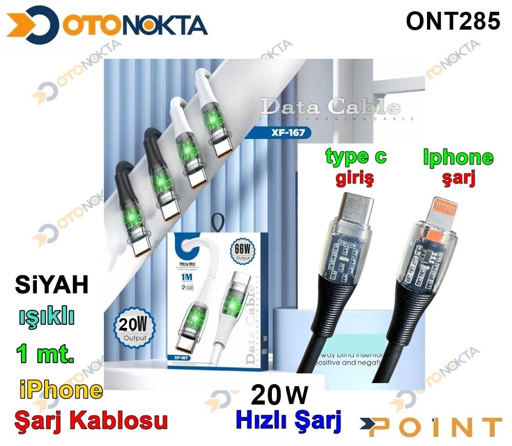 ŞARJ ALETİ  66W HIZLI İPHONE BLACK IŞIKLI POİNT