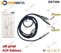 AUX KABLOSU TYPE-C - İPHONE GİRİŞLİ POİNT