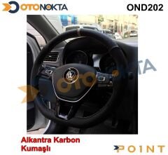 DİREKSİYON KILIFI DİKMELİ KARBON ALCANTRA BEJ İP