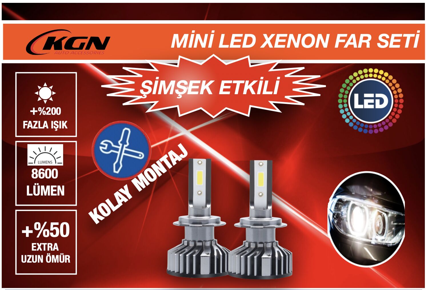 MİNİ TURBO LED XENON H7
