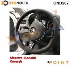 DİREKSİYON KILIFI DİKMELİ NOKTALI ALCANTRA KIRMIZI