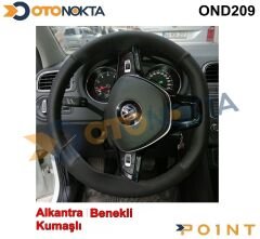 DİREKSİYON KILIFI DİKMELİ NOKTALI ALCANTRA SİYAH