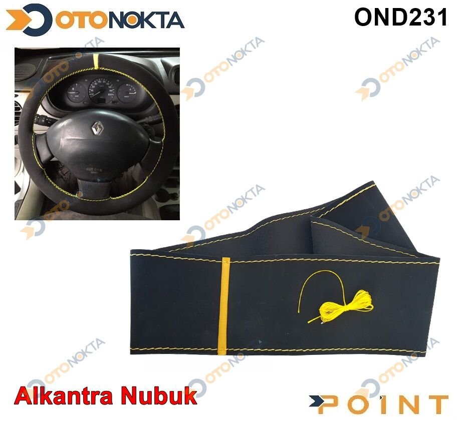 DİREKSİYON KILIFI DİKMELİ ALCANTRA SARI İP