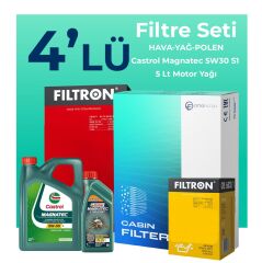 Filtron Jeep Compass 1.6 Dizel Filtre Bakım Seti Castrol Motor Yağlı (2017-2021) 4 Lü