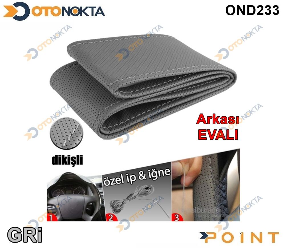 DİREKSİYON KILIFI DİKMELİ NOKTALI GRİ
