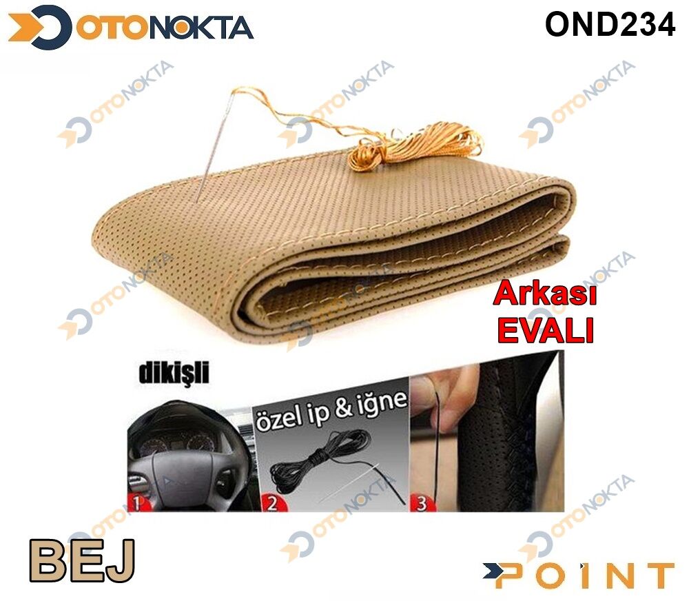 DİREKSİYON KILIFI DİKMELİ NOKTALI BEJ
