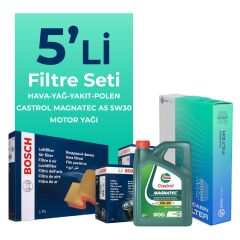BOSCH Ford Fusion 1.6 Dizel Filtre Bakım Seti Castrol Motor Yağlı (2004-2012) 5 Li
