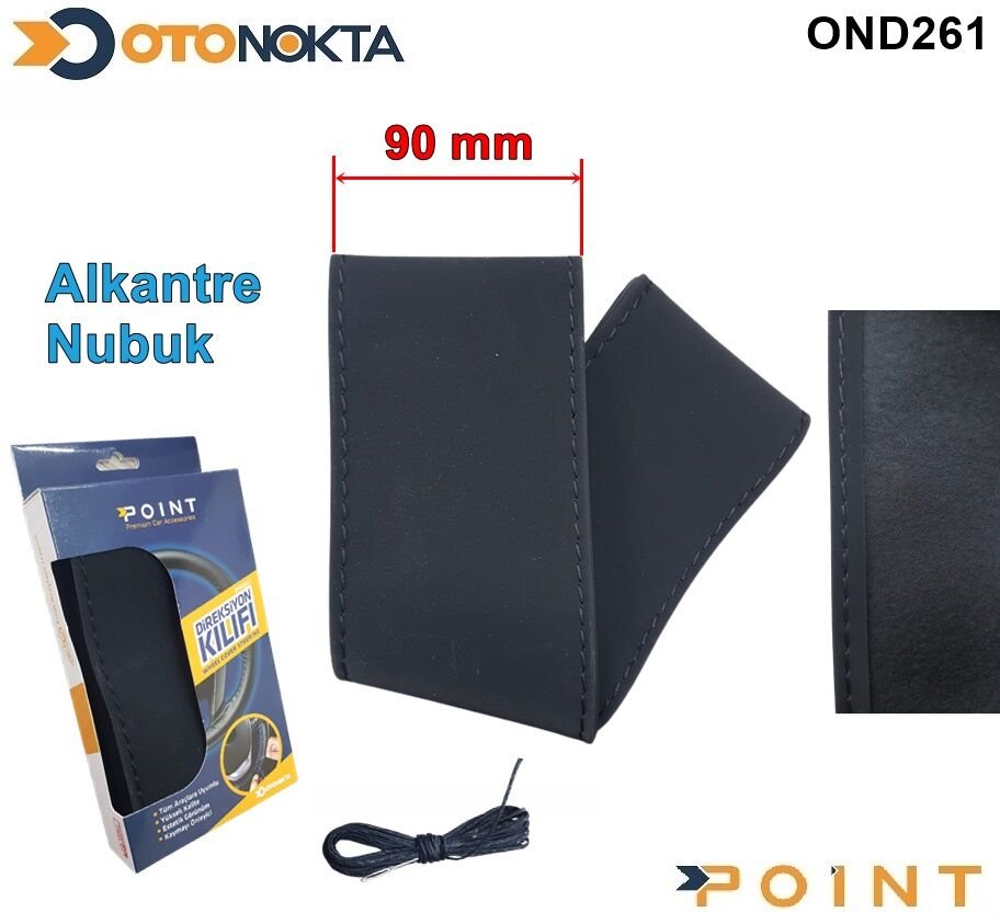 DİREKSİYON DİKMELİ ALCANTRA SİYAH İP 90MM X38CM