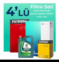 Filtron Peugeot 208 1.2 Benzin Filtre Bakım Seti Castrol Motor Yağlı (2012-2018) 4 Lü