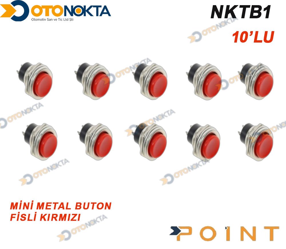 MİNİ METAL BUTON FİŞLİ KIRMIZI 10 LU 05-B1