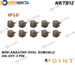 MİNİ ANAHTAR  OVAL SOMUNLU ON-OFF 3 PİN 10 LU