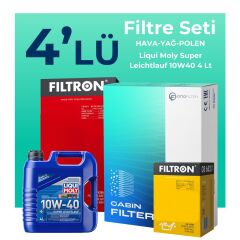 Filtron Alfa Romeo 147 1.6 TS Filtre Bakım Seti Liqui Moly Motor Yağlı (2001-2010) 4 Lü