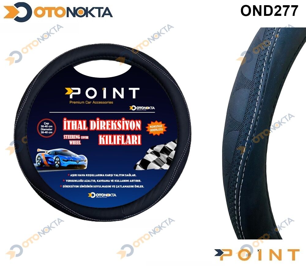 DİREKSİYON KILIFI GEÇME SİYAH DELİKLİ BEYAZ DİKİŞ